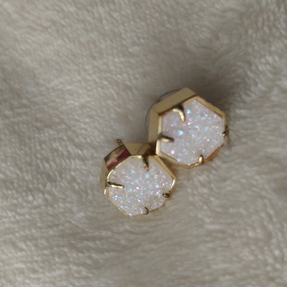 Kendra Scott Taylor Iridescent Drusy Earrings Gold Statement Studs - Picture 2 of 8